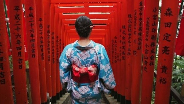 ep woman japanese and temple or back for traditional culture for respect tokyo travel spirituality