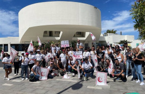 ep concentracion de trabajadores con motivo de la huelga turistica en santa cruz de tenerife