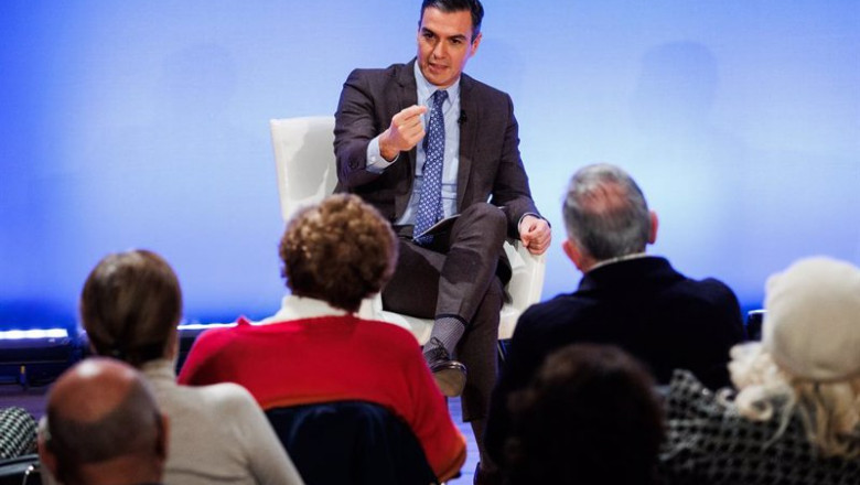 ep el presidente del gobierno pedro sanchez interviene en un acto sobre pensiones mas justas este