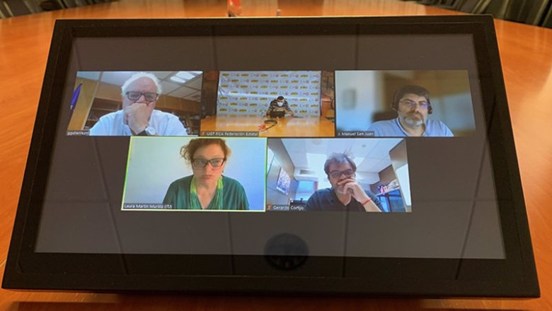 ep imagen de la reunion de ugt fica y ccoo con los ministerios de industria y transicion ecologica