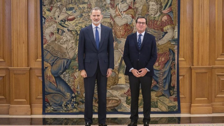 Archivo - El Rey Felipe VI y el presidente de la CEOE, Antonio Garamendi, en una audiencia en el Palacio de la Zarzuela. | A. Pérez Meca - Europa Press - Archivo ep archivo el rey felipe vi y el presidente de la ceoe antonio garamendi en una audiencia en el