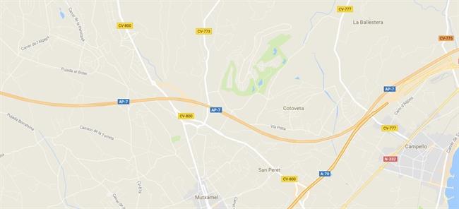 El siniestro se produjo en la CV-800 en Mutxamel | GOOGLE MAPS ep siniestroprodujola cv-800mutxamel