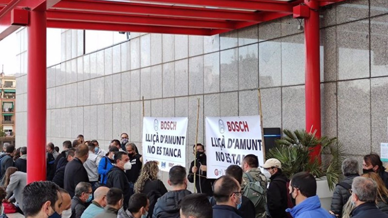 Trabajadores de la planta de Bosch en Lliçà d'Amunt (Barcelona) se concentran en Barcelona, en una imagen de archivo | EUROPA PRESS ep trabajadores de la planta de bosch en lli damunt barcelona se concentran en barcelona en una