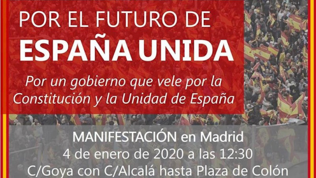 ep cartel anunciador de la convocatoria por el furturo de espana unida el sabado 4 de enero en