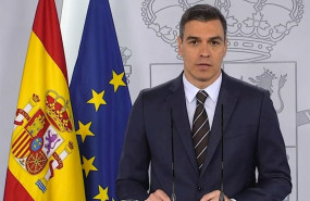ep el presidente del gobierno pedro sanchez durante su intervencion en rueda de prensa desde moncloa
