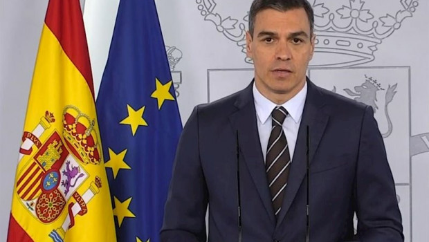ep el presidente del gobierno pedro sanchez durante su intervencion en rueda de prensa desde moncloa