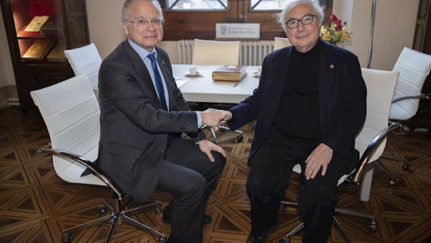ep el rector de la ub joan elias y el ministro manuel castells