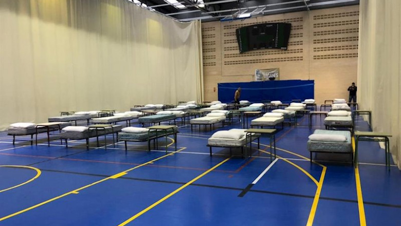 Hospital de campaña habilitado por el Ayuntamiento de Leganés para el Hospital Severo Ochoa. | AYUNTAMIENTO DE LEGANÉS ep hospital de campana habilitado por el ayuntamiento de leganes para el hospital severo ochoa