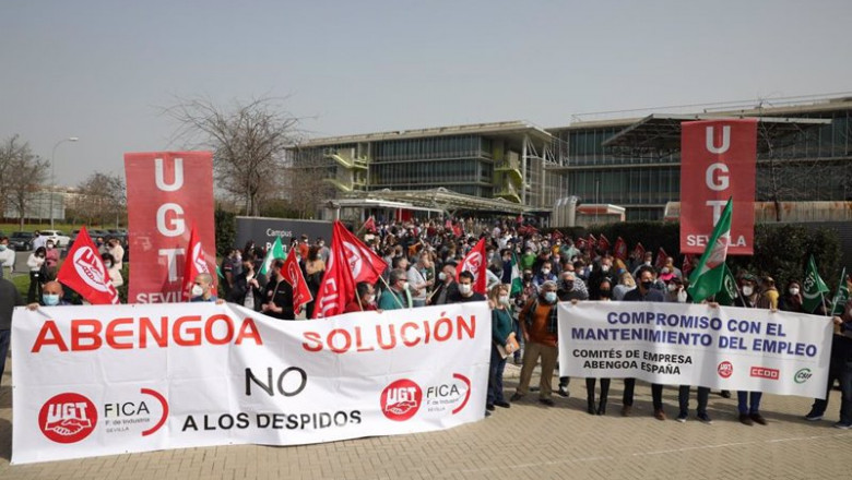 Manifestación en Palmas Altas de los trabajadores de Abengoa. | EUROPA PRESS ep manifestacion en palmas altas de los trabajadores de abengoa