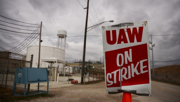 ep october 16 2019 - bedford indiana united states a strike sign is displayed as united auto workers